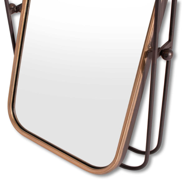 HomeRoots 28" Black and Gold Tilting Accent Mirror - Modern Industrial Design for Home Decor & Easy Installation 574034
