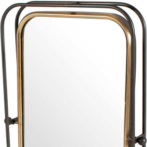 HomeRoots 28" Black and Gold Tilting Accent Mirror - Modern Industrial Design for Home Decor & Easy Installation 574034