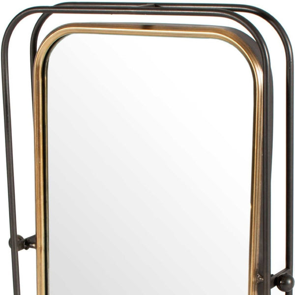 HomeRoots 28" Black and Gold Tilting Accent Mirror - Modern Industrial Design for Home Decor & Easy Installation 574034