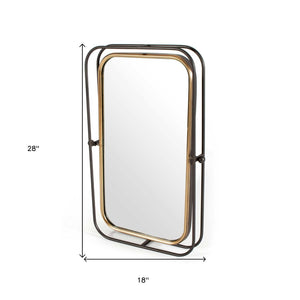 HomeRoots 28" Black and Gold Tilting Accent Mirror - Modern Industrial Design for Home Decor & Easy Installation 574034