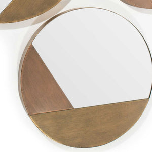 HomeRoots Set of Three Gold Metal Round Geometric Mirrors – Chic Accent for Living Rooms & Entryways 574035