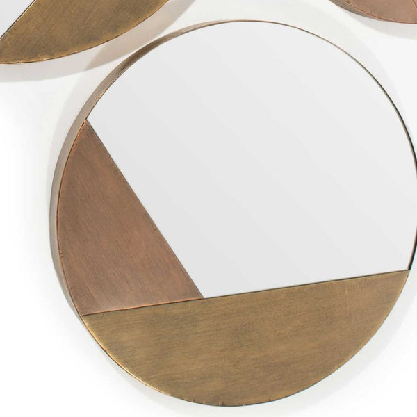 HomeRoots Set of Three Gold Metal Round Geometric Mirrors – Chic Accent for Living Rooms & Entryways 574035