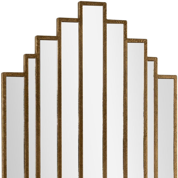 HomeRoots 32" Gold Diamond Accent Mirror - Contemporary Metal Frame, Geometric Design for Modern Spaces 574038
