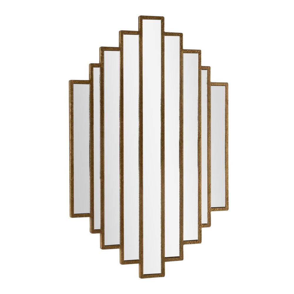 HomeRoots 32" Gold Diamond Accent Mirror - Contemporary Metal Frame, Geometric Design for Modern Spaces 574038