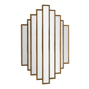 HomeRoots 32" Gold Diamond Accent Mirror - Contemporary Metal Frame, Geometric Design for Modern Spaces 574038