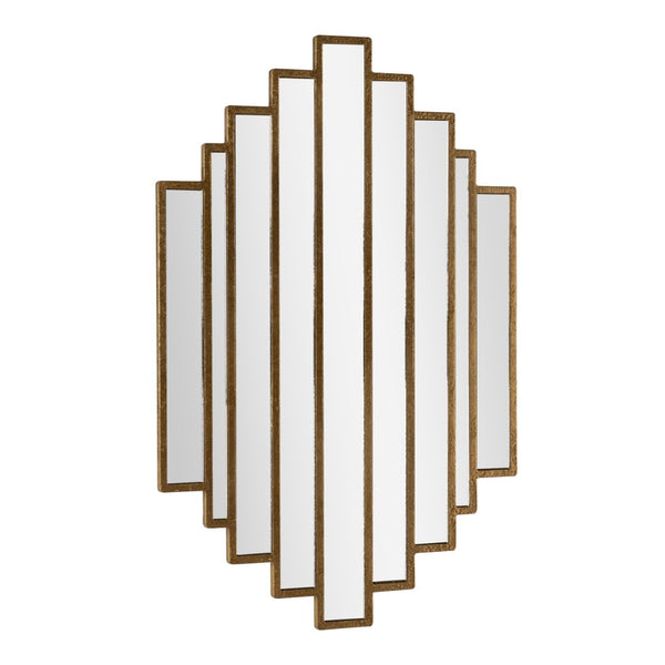 HomeRoots 32" Gold Diamond Accent Mirror - Contemporary Metal Frame, Geometric Design for Modern Spaces 574038