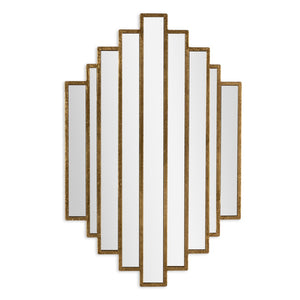 HomeRoots 32" Gold Diamond Accent Mirror - Contemporary Metal Frame, Geometric Design for Modern Spaces 574038