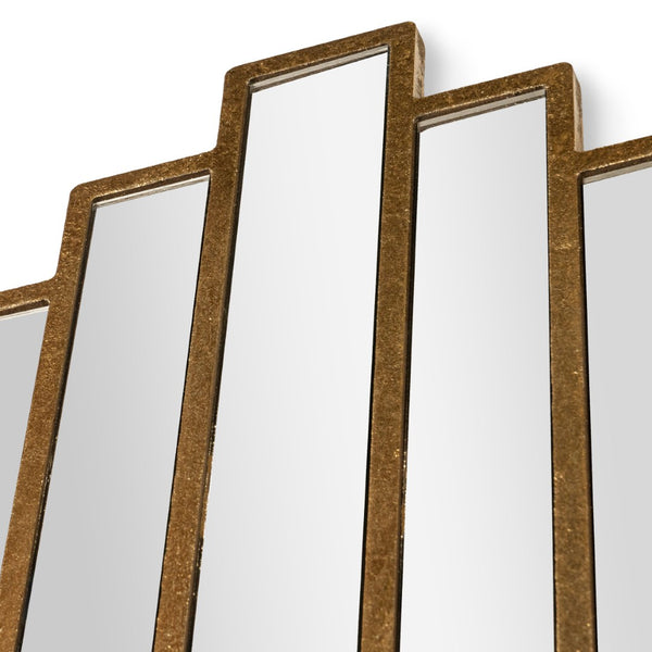HomeRoots 32" Gold Diamond Accent Mirror - Contemporary Metal Frame, Geometric Design for Modern Spaces 574038