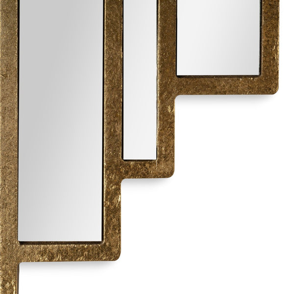 HomeRoots 32" Gold Diamond Accent Mirror - Contemporary Metal Frame, Geometric Design for Modern Spaces 574038