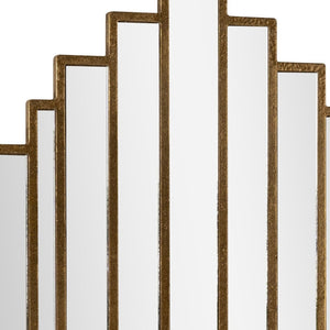 HomeRoots 32" Gold Diamond Accent Mirror - Contemporary Metal Frame, Geometric Design for Modern Spaces 574038