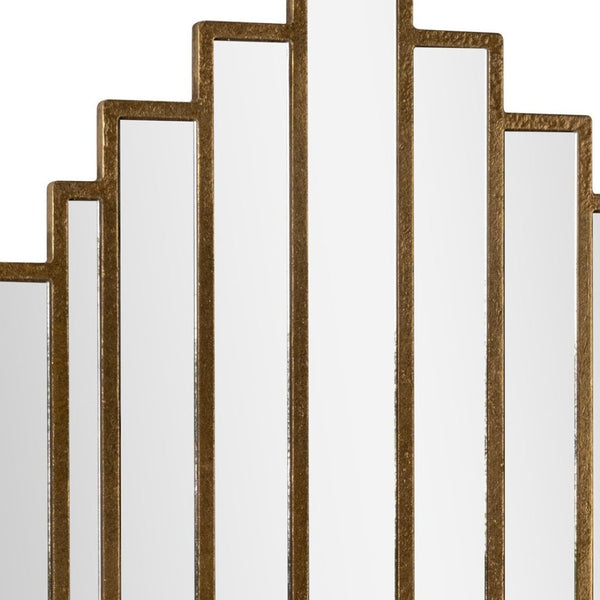 HomeRoots 32" Gold Diamond Accent Mirror - Contemporary Metal Frame, Geometric Design for Modern Spaces 574038