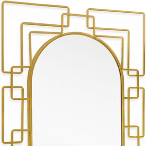 HomeRoots 36" Gold Metal Geometric Oval Accent Mirror - Stylish Art-Deco Decor for Living Spaces & Entryways 574039