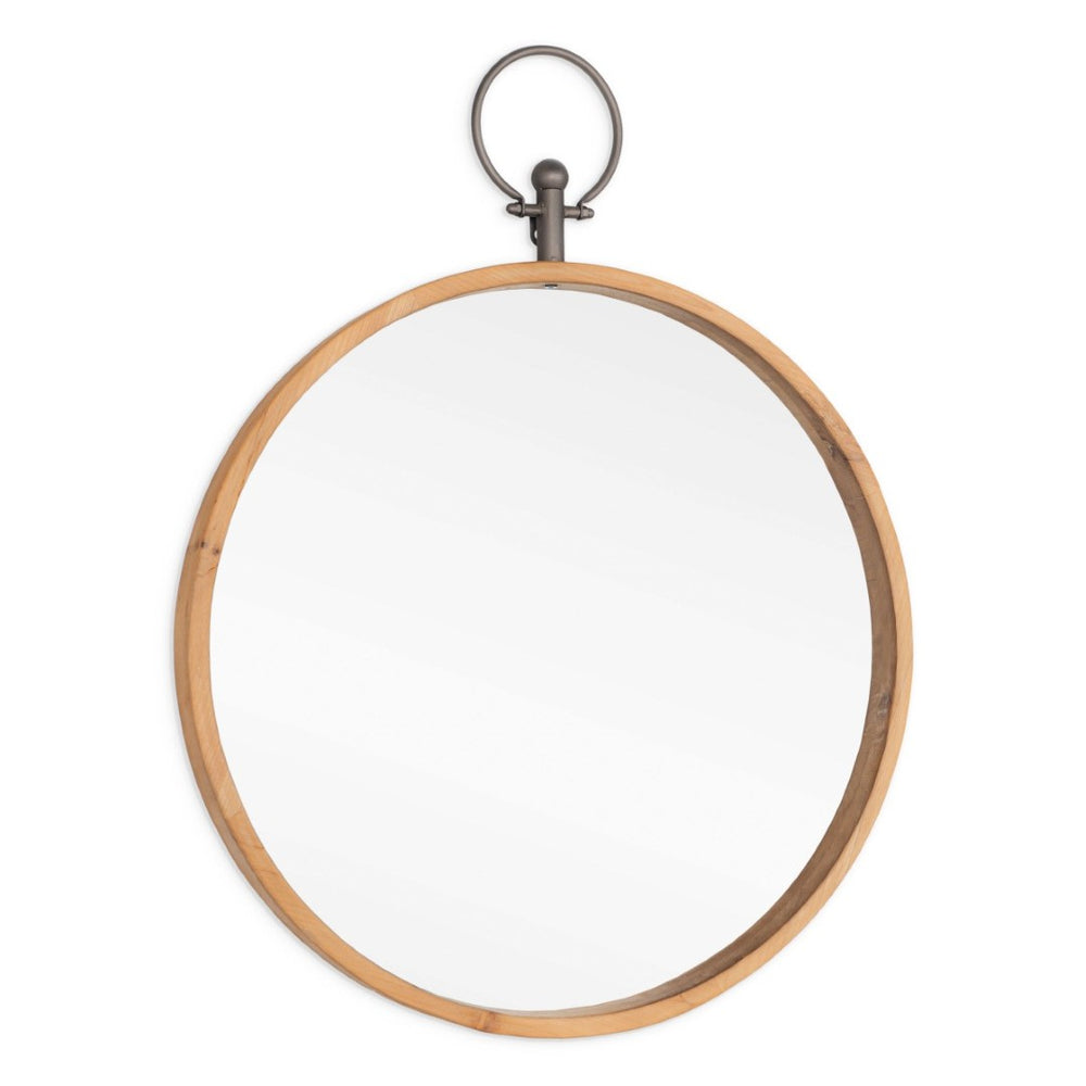 HomeRoots 30" Bronze Round Metal Framed Accent Mirror - Contemporary Design for Entryway, Living Room Style 574041