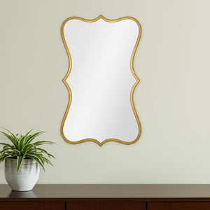 HomeRoots 32" Elegant Antiqued Bronze Scalloped Accent Mirror - Modern Decorative Focal Point for Any Room 574044
