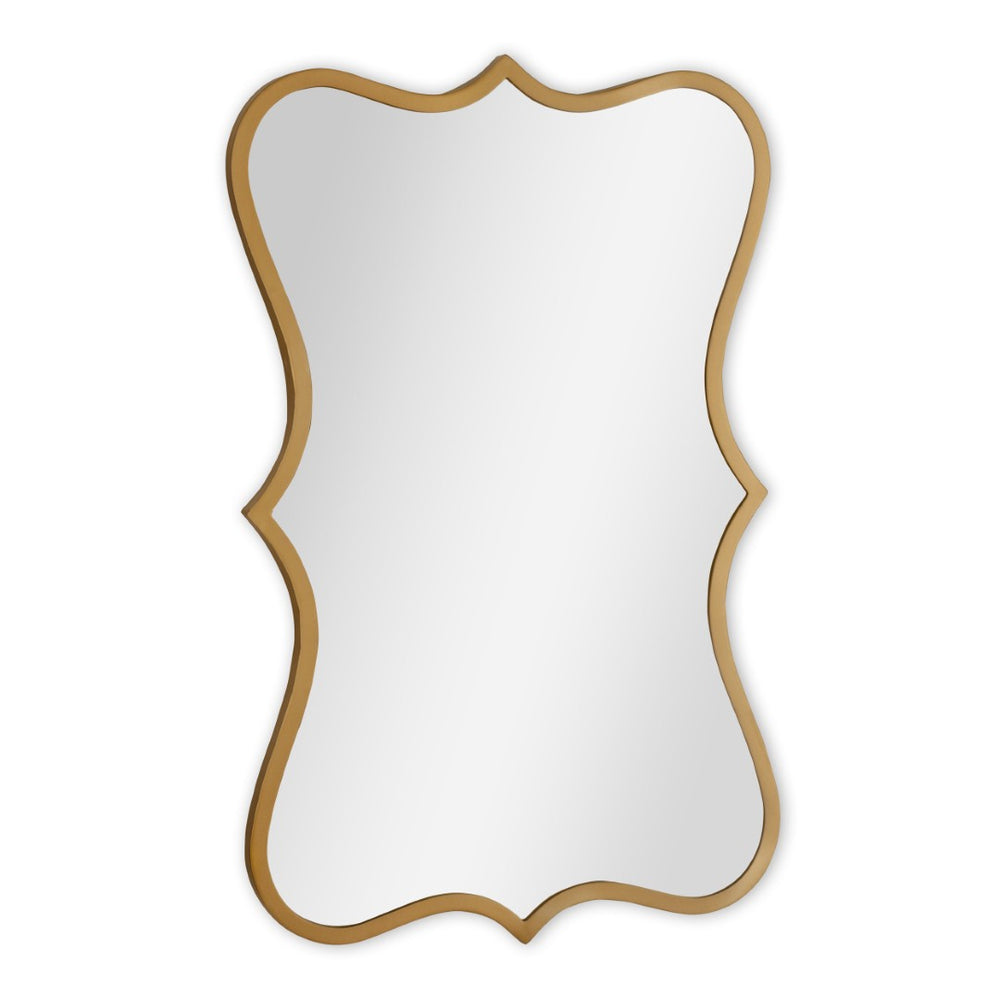 HomeRoots 32" Elegant Antiqued Bronze Scalloped Accent Mirror - Modern Decorative Focal Point for Any Room 574044