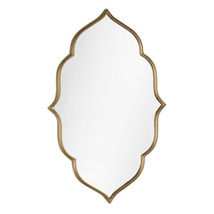 HomeRoots 32" Gold Abstract Metal Framed Accent Mirror - Contemporary Sculpture for Entryway & Living Spaces 574045