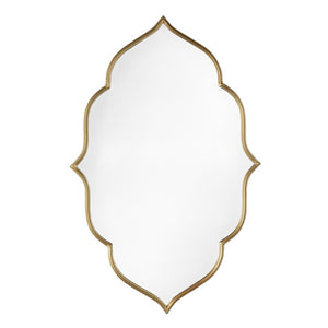 HomeRoots 32" Gold Abstract Metal Framed Accent Mirror - Contemporary Sculpture for Entryway & Living Spaces 574045