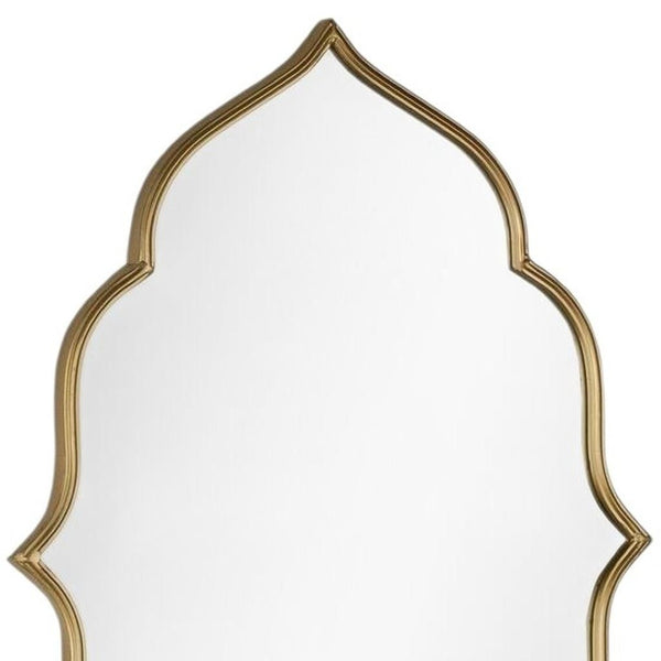 HomeRoots 32" Gold Abstract Metal Framed Accent Mirror - Contemporary Sculpture for Entryway & Living Spaces 574045