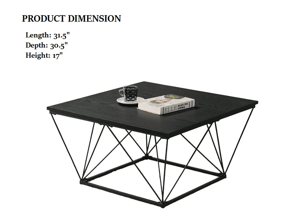 English Elm Contemporary 3-Piece Table Set With Angular Metal Base – Sleek Black Finish For Modern Living Spaces B2741P391802