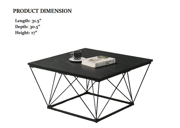 English Elm Contemporary 3-Piece Table Set With Angular Metal Base – Sleek Black Finish For Modern Living Spaces B2741P391802
