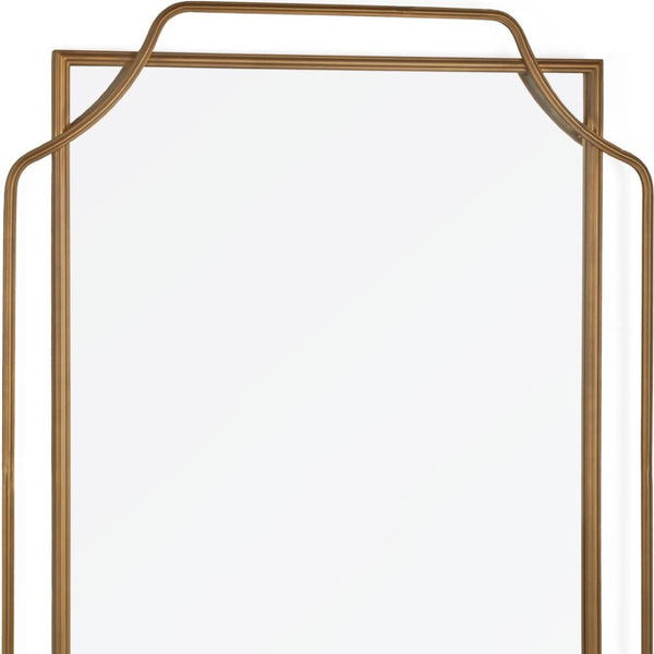 HomeRoots 40" Gold Metal Geo Scallop Accent Mirror - Chic Contemporary Design for Stylish Home Décor & Focal Points 574047