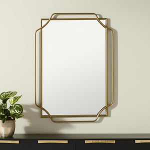 HomeRoots 40" Gold Metal Geo Scallop Accent Mirror - Chic Contemporary Design for Stylish Home Décor & Focal Points 574047