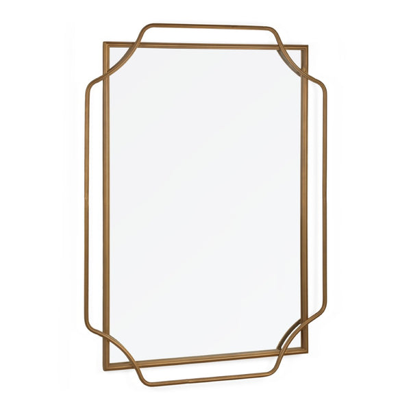 HomeRoots 40" Gold Metal Geo Scallop Accent Mirror - Chic Contemporary Design for Stylish Home Décor & Focal Points 574047