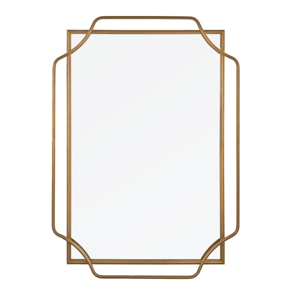 HomeRoots 40" Gold Metal Geo Scallop Accent Mirror - Chic Contemporary Design for Stylish Home Décor & Focal Points 574047