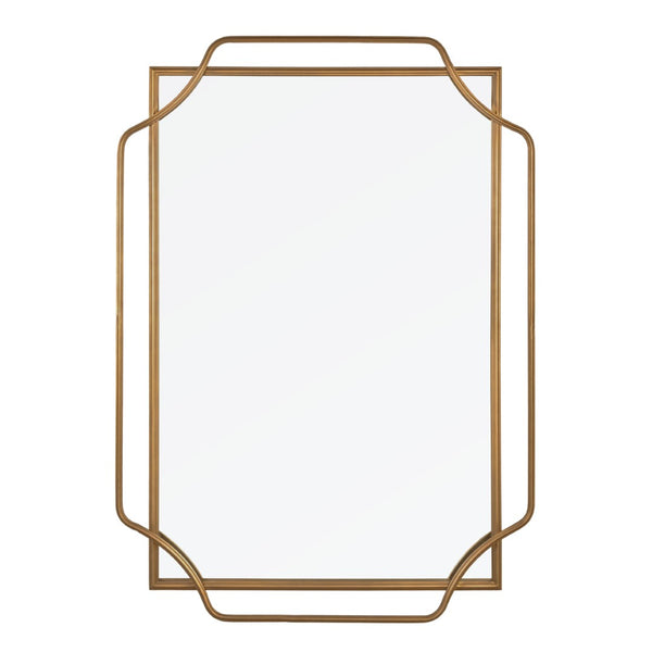 HomeRoots 40" Gold Metal Geo Scallop Accent Mirror - Chic Contemporary Design for Stylish Home Décor & Focal Points 574047