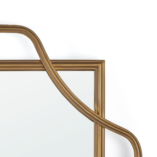 HomeRoots 40" Gold Metal Geo Scallop Accent Mirror - Chic Contemporary Design for Stylish Home Décor & Focal Points 574047