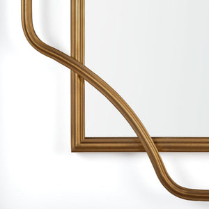 HomeRoots 40" Gold Metal Geo Scallop Accent Mirror - Chic Contemporary Design for Stylish Home Décor & Focal Points 574047