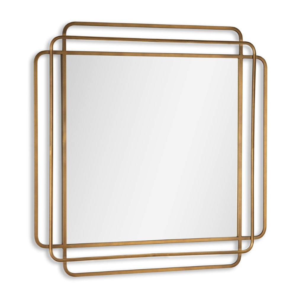 HomeRoots 35" Bronze Square Metal Framed Accent Mirror – Art Deco Design for Modern Elegance & Light Enhancement 574048