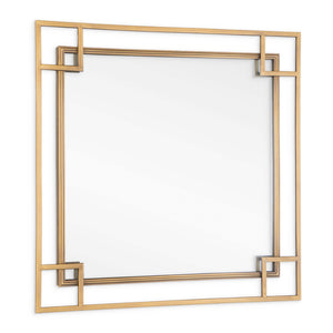 HomeRoots 22" Gold Metal Square Accent Mirror - Mid-Century Modern Art-Deco Design for Stunning Home Decor 574049