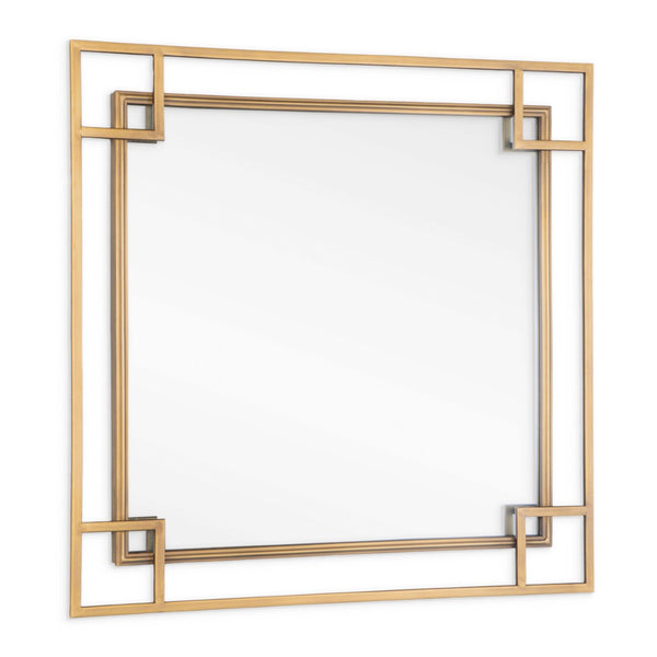 HomeRoots 22" Gold Metal Square Accent Mirror - Mid-Century Modern Art-Deco Design for Stunning Home Decor 574049