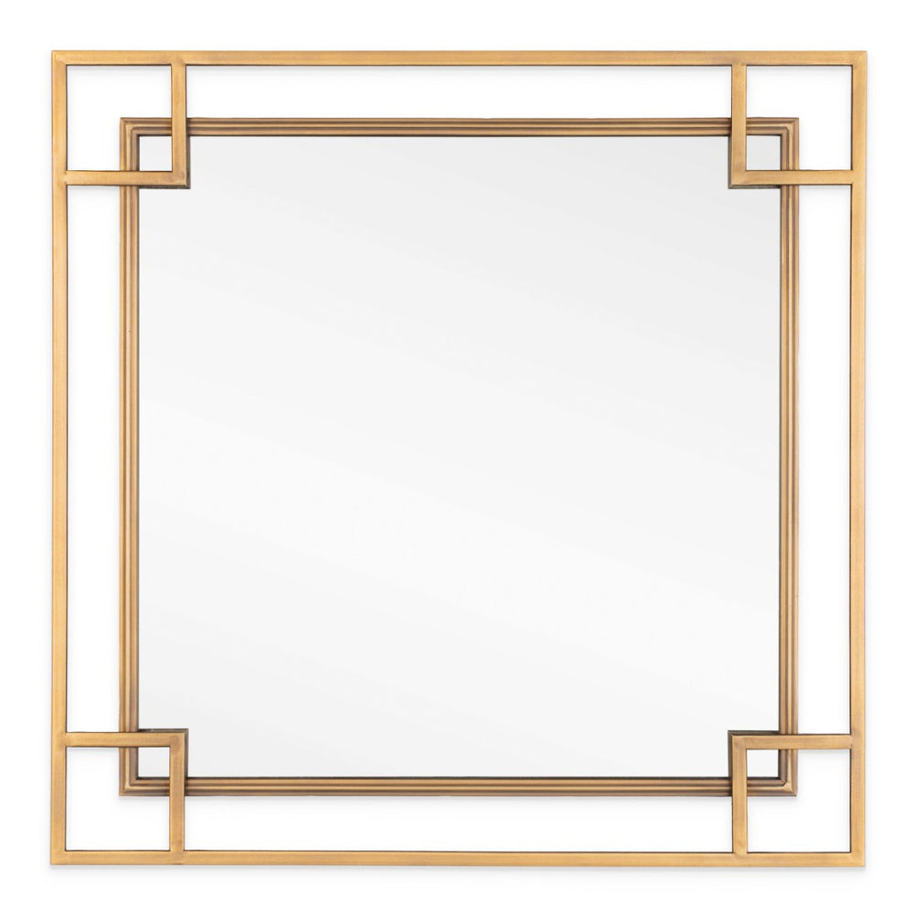HomeRoots 22" Gold Metal Square Accent Mirror - Mid-Century Modern Art-Deco Design for Stunning Home Decor 574049