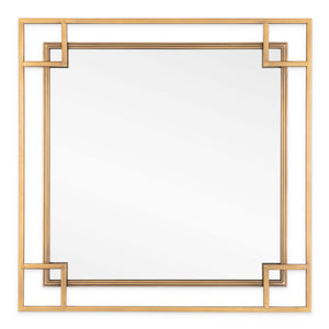 HomeRoots 22" Gold Metal Square Accent Mirror - Mid-Century Modern Art-Deco Design for Stunning Home Decor 574049