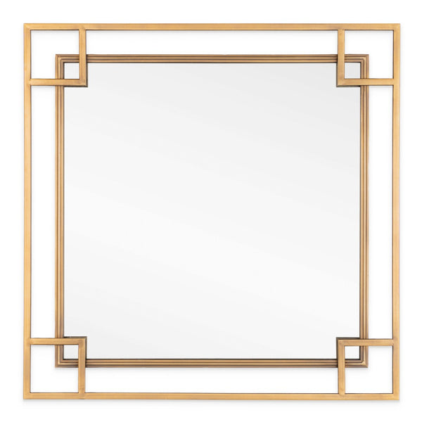 HomeRoots 22" Gold Metal Square Accent Mirror - Mid-Century Modern Art-Deco Design for Stunning Home Decor 574049