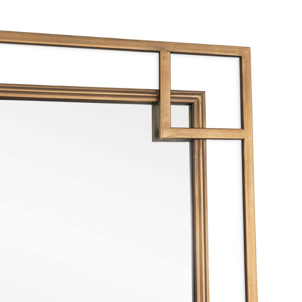HomeRoots 22" Gold Metal Square Accent Mirror - Mid-Century Modern Art-Deco Design for Stunning Home Decor 574049