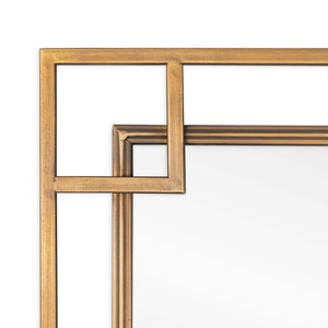 HomeRoots 22" Gold Metal Square Accent Mirror - Mid-Century Modern Art-Deco Design for Stunning Home Decor 574049