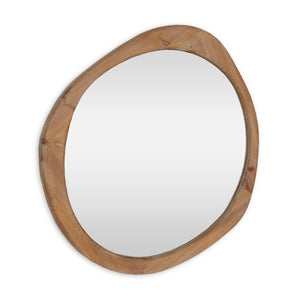 HomeRoots 32" Unique Brown Abstract Wood Framed Accent Mirror – Contemporary Design for Stylish Spaces! 574050