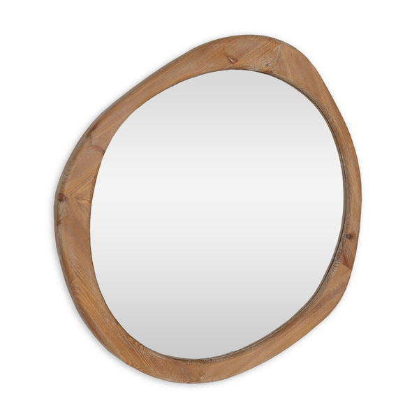 HomeRoots 32" Unique Brown Abstract Wood Framed Accent Mirror – Contemporary Design for Stylish Spaces! 574050