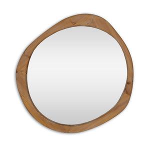 HomeRoots 32" Unique Brown Abstract Wood Framed Accent Mirror – Contemporary Design for Stylish Spaces! 574050