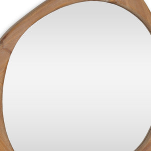 HomeRoots 32" Unique Brown Abstract Wood Framed Accent Mirror – Contemporary Design for Stylish Spaces! 574050