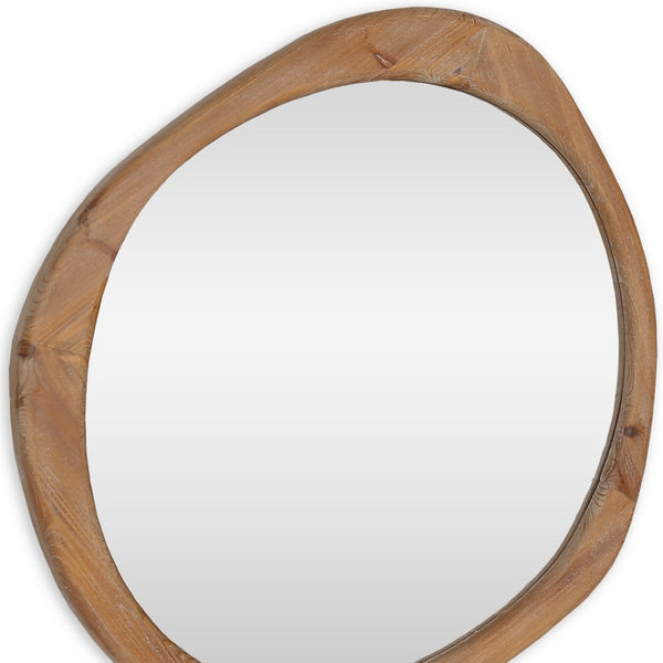 HomeRoots 32" Unique Brown Abstract Wood Framed Accent Mirror – Contemporary Design for Stylish Spaces! 574050