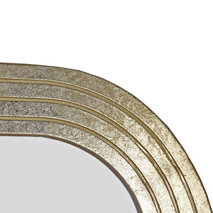 HomeRoots 48" Gold Wood Abstract Accent Mirror - Stylish Wavy Design for Modern Spaces, Easy to Hang & Durable 574052