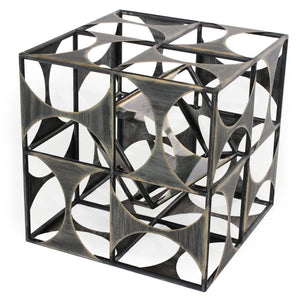 HomeRoots 20" Gray Metal Geo Cube Tabletop Sculpture - Modern Industrial Accent for Home Decor & Gift Ideas 574053