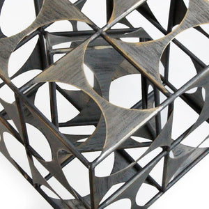 HomeRoots 20" Gray Metal Geo Cube Tabletop Sculpture - Modern Industrial Accent for Home Decor & Gift Ideas 574053