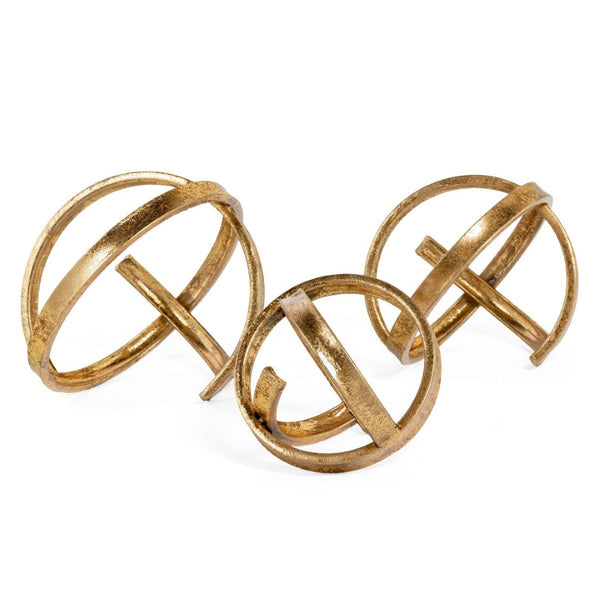 HomeRoots 9" Gold Metal Decorative Orb Sculpture - Modern Tabletop Accent for Elegant Home Decor & Gifts 574054