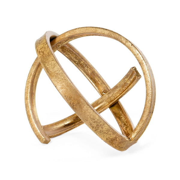 HomeRoots 9" Gold Metal Decorative Orb Sculpture - Modern Tabletop Accent for Elegant Home Decor & Gifts 574054