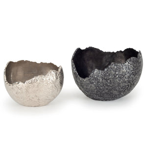 Homeroots Set Of Two Gray & Silver Aluminum Decorative Bowls - Modern Sculptural Home Accents For Chic Decor  Aluminum 574055